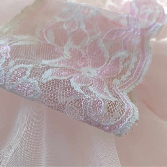 LADY CAMEO PINK LACE NIGHTWEAR LONG SHEER ROMANTIC ROBE VINTAGE  WOMEN LARGE - Picture 12 of 16